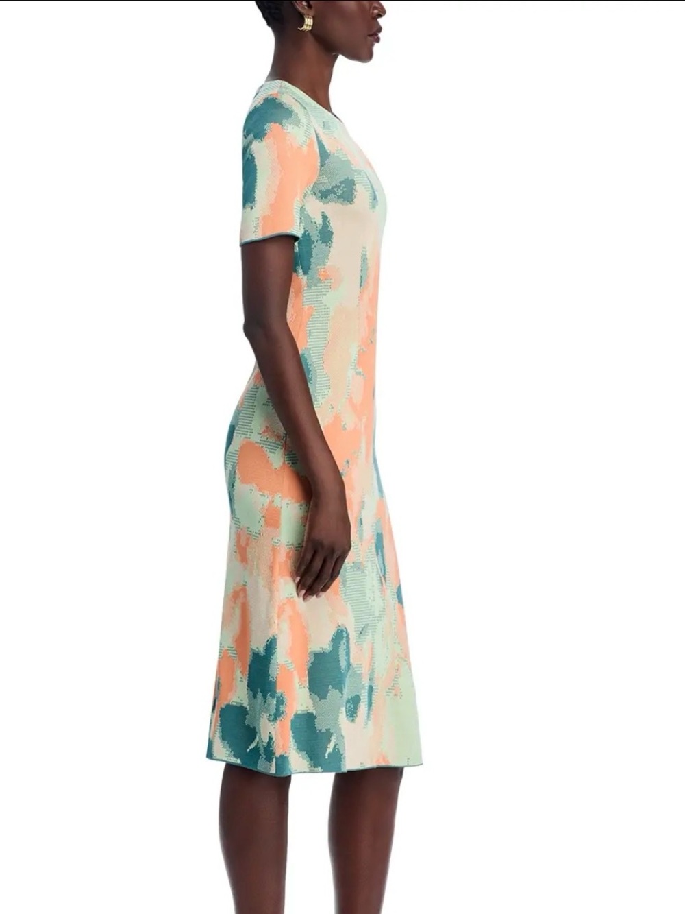 Misook Womens Short Sleeve Midi Dress Pattern Colorful Dress Size L - Picture 5 of 5